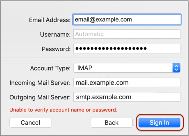 Image Set up email in macOS Sierra or later